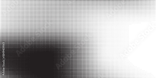 Dotted halftone gradient texture. Vanishing polka dot background. Repeating dots gradation pattern background. Black fading comic pop art overlay backdrop. Raster effect wallpaper. Vector halftone