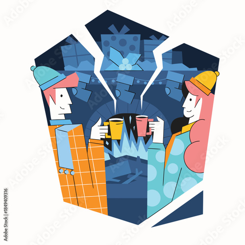 A man and a woman drinking coffee