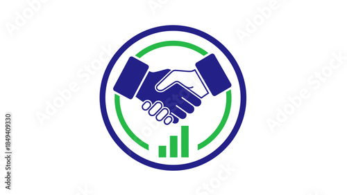 Handshake Logo with Graph Elements Inside Circle.