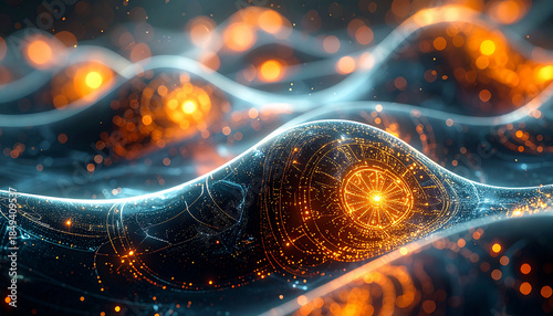 Abstract Digital Wave of Light: A mesmerizing digital artwork features flowing, ethereal waves of luminous light, creating a sense of depth and cosmic energy.