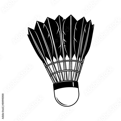 Shuttlecock Badminton Feather Sport Item Game Black Silhouette Vector Icon Isolated on White Background for Match Design