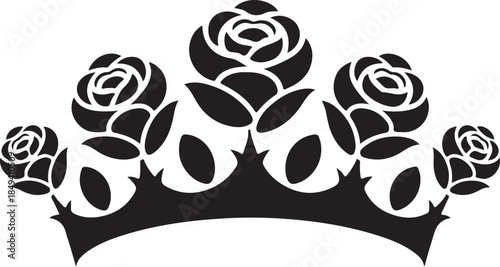 Black rose crown silhouette with thorns flower