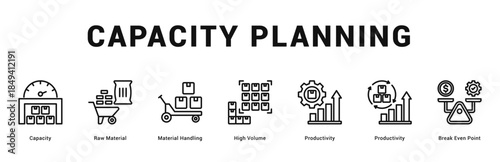Capacity Planning Modern and clean web banner illustration featuring thematic icons for visual communication