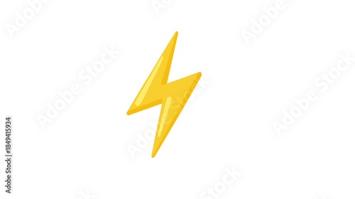 Yellow Lightning Bolt Icon on White Background.