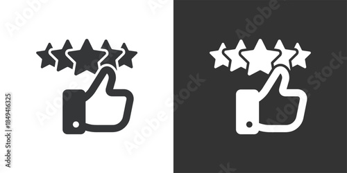 Five-Star Review icon. Solid glyph series icon