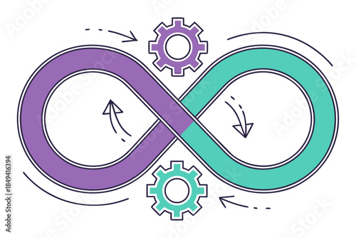 Infinite Loop Process: A vibrant and illustrative depiction of an infinite loop, showcasing continuous workflow and iterative processes.