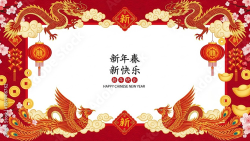 Vibrant chinese new year celebration background with dragons