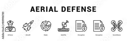 Aerial Defense Modern and clean web banner illustration featuring thematic icons for visual communication