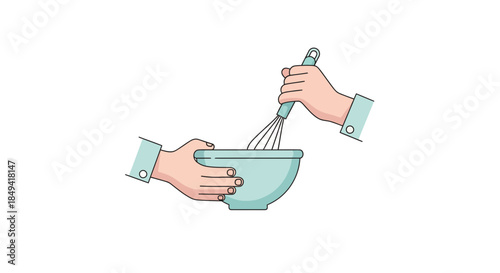 Hands whisking mixture in a bowl with precision and care