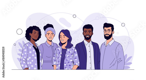 Diverse group of happy people standing together in harmony