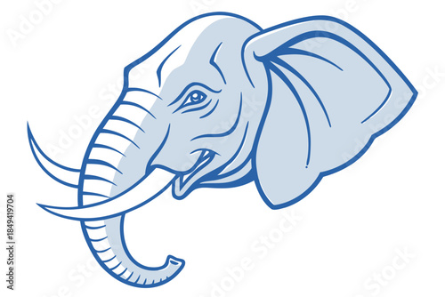 Elegant Elephant Profile: A detailed illustration of an elephant head in profile, capturing the grace and majesty of the wild animal with bold lines and striking contrast.