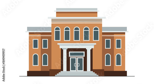 Grand public service building facade illustration with classical architecture elements