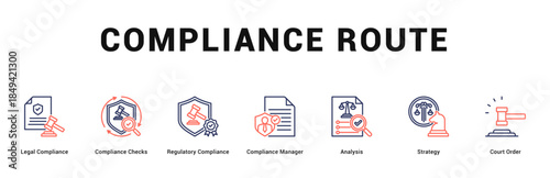 Compliance Route Modern and clean web banner illustration featuring thematic icons for visual communication