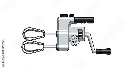 Essential kitchen appliance, this manual hand mixer features robust gears and dual beaters, perfect for whisking ingredients with precision and