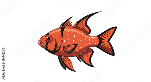 Vibrant spotted reef fish illustration swimming peacefully against a pristine white backdrop