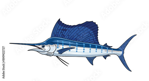 Dynamic illustration of a vibrant blue sailfish showcasing its majestic form and oceanic presence