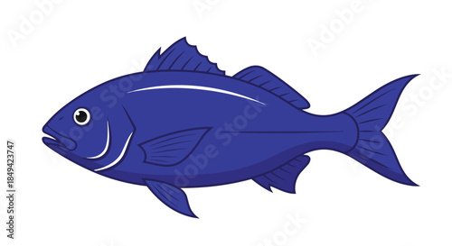 Deep blue marine fish illustration with clean lines a swimming aquatic creature vector artwork
