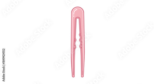 A minimalist digital illustration featuring a vibrant pastel pink hair clip with smooth edges presented on a pure white canvas ideal for various