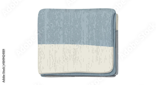 A serene digital illustration of a folded textile showing a gentle blue top and creamy white bottom creating a calming domestic visual
