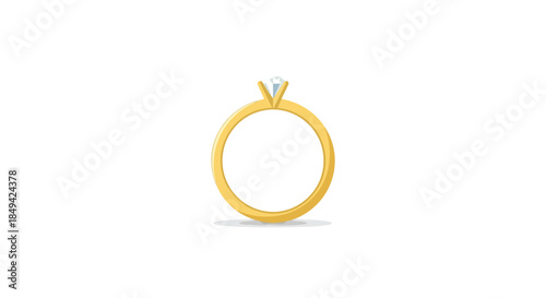 Elegant gold engagement ring with a brilliant diamond solitaire on a clean white background