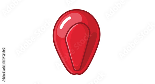 Vibrant Glossy Red Seed Icon Illustration with Bright Highlight Detail on White Background