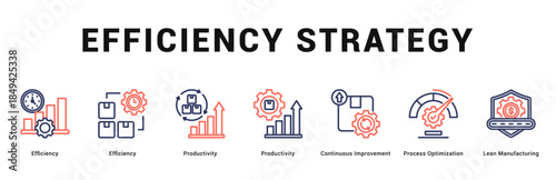 Efficiency Strategy Modern and clean web banner illustration featuring thematic icons for visual communication