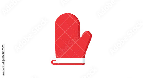 A vivid red quilted oven mitt graphic offering essential hand protection for culinary tasks and baking activities a perfect tool for every home chef