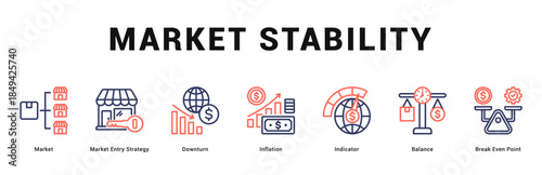 Market Stability Modern and clean web banner illustration featuring thematic icons for visual communication