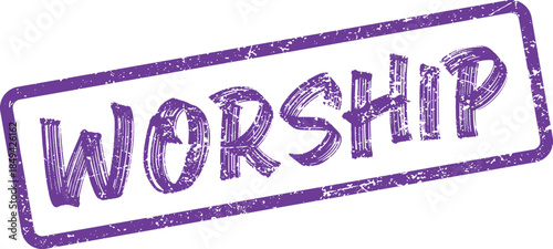 Reverent Distressed Purple Worship Grunge Stamp Vector Element Symbolizing Faith and Devotion