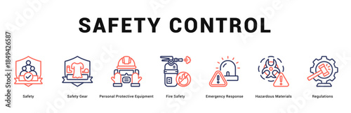 Safety Control Modern and clean web banner illustration featuring thematic icons for visual communication
