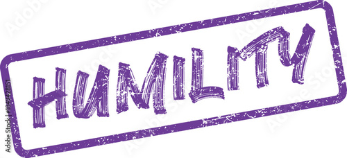 Distressed purple HUMILITY word rubber stamp graphic on a clean white background