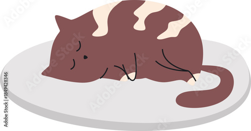 Funny Cat Sleeping Illustration