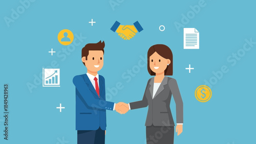 Partnership handshake sealing deal for business growth and success, perfect for finance and corporate communication illustrating agreement and collaboration