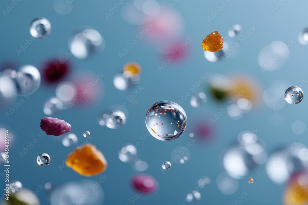 custom made wallpaper toronto digitalFloating colorful bubbles and water drops abstract background