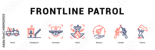 Frontline Patrol Modern and clean web banner illustration featuring thematic icons for visual communication