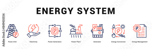 Energy System Modern and clean web banner illustration featuring thematic icons for visual communication