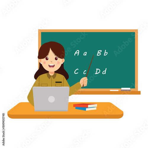 Illustration of Teacher Teaching Alphabet