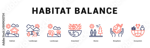 Habitat Balance Modern and clean web banner illustration featuring thematic icons for visual communication