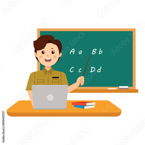 Illustration of Teacher Teaching Alphabet