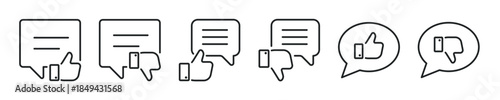 Like and Dislike thin line icon set. Web minimal editable stroke icons