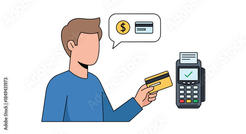 Customer successfully performing a modern and secure credit card transaction with a point of sale terminal, showcasing efficient financial