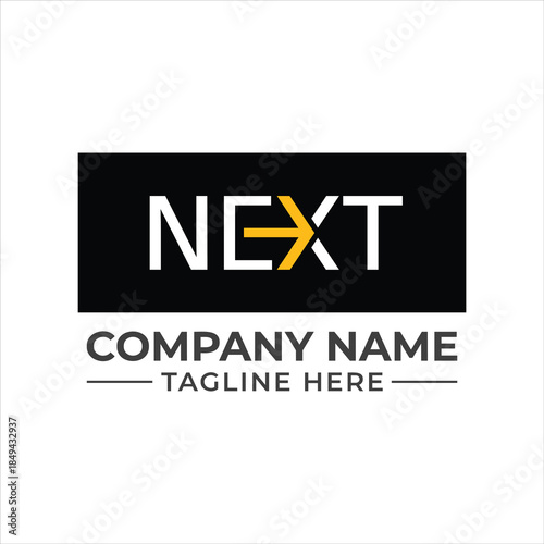 Modern next logo design with arrow icon representing progress and future direction