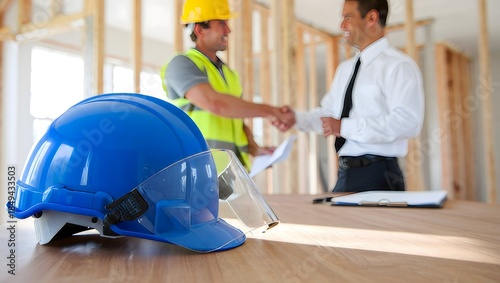 Construction Deal: Handshake Between Contractor and Client on Site