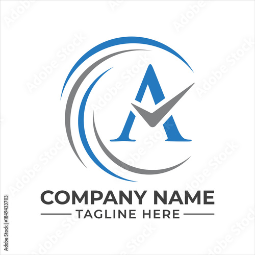 Modern abstract letter a logo with checkmark and swoosh design