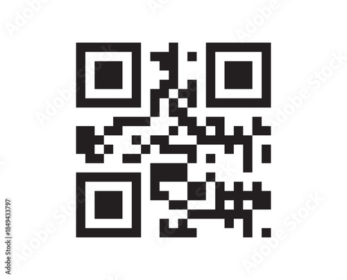 qr code vector illustration isolated black white scan symbol matrix barcode phone communication mobile internet url link data verification id product