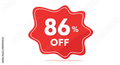 Vibrant red starburst discount label with prominent 86% OFF text for dynamic promotional advertising campaigns