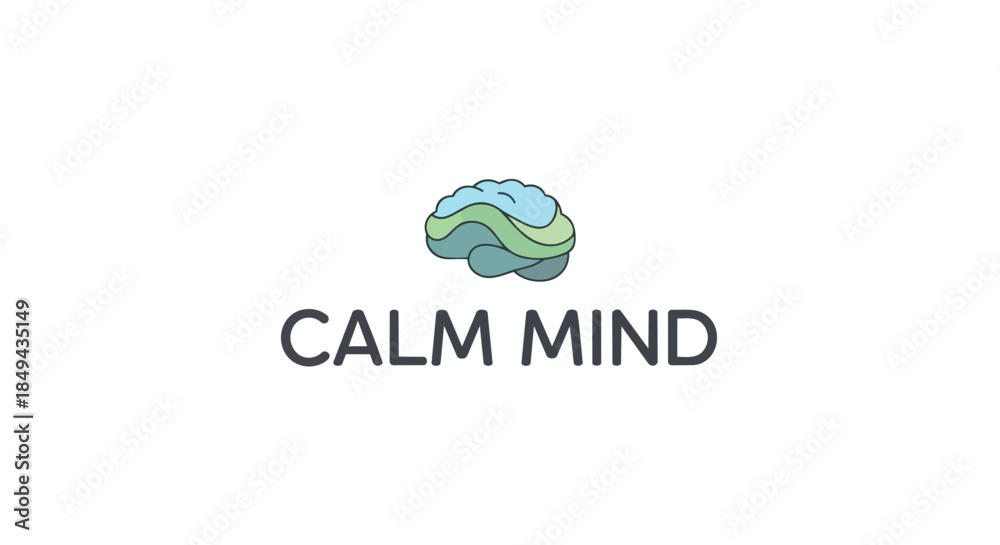Fototapeta premium Serene Brain Iconography for Mental Tranquility and Cognitive Harmony Wellness Emblem