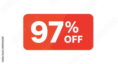 Vibrant ninety-seven percent discount sticker, prominent savings promotion, eye-catching limited-time deal, special offer badge, massive price