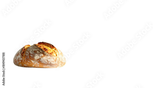 Crusty, golden-brown artisan bread, partially lit against a black background