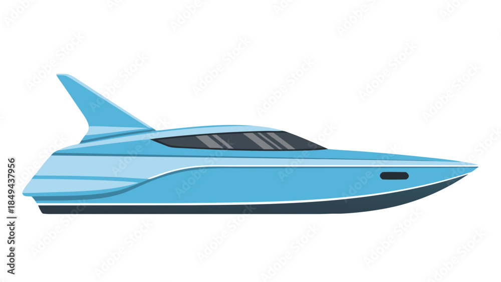 Obraz premium Sleek Blue Motor Yacht Illustration